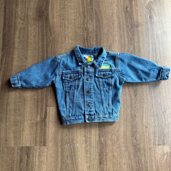 VTG Sesame Street Denim Jean Jacket 18 Months 100% Cotton Character Retro GUC